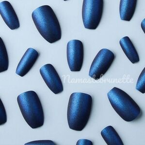 2/$16 Blue Matte Coffin Press On Nails